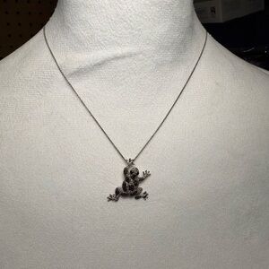Sterling Silver 925 Necklace Frog Pendant With Chain Ladies Jewelry